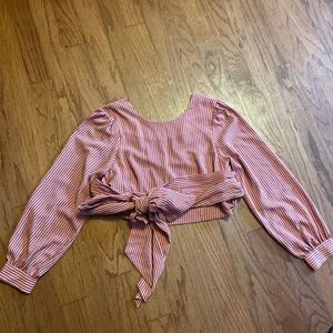 Revolve Collab Multiway tie long sleeve crop top